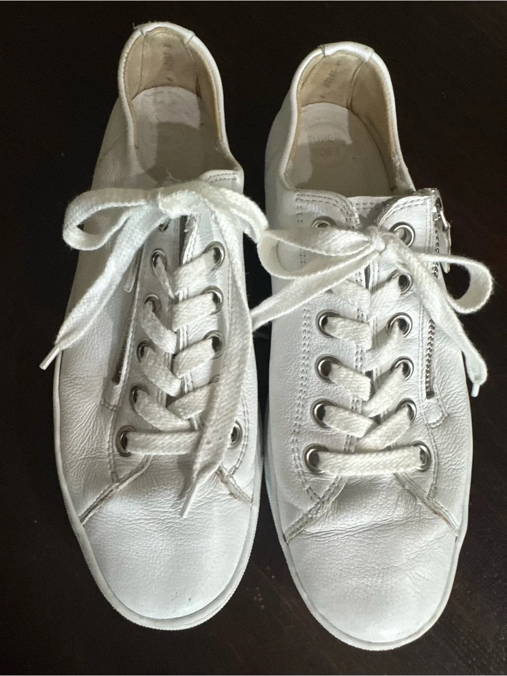 Paul Green Tamara White Leather Low Top Sneakers. size 8
